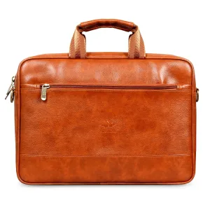 THE CLOWNFISH Biz Faux Leather 15.6 inch Laptop Messenger Bag Briefcase (Tan)