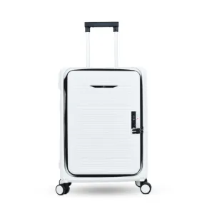 THE CLOWNFISH Collapsible Series Luggage Polypropylene Hard Case Suitcase Spinner Eight Wheel Foldable Trolley Bag With Tsa Lock- White (Small Size, 51 Cm-20 Inch), H-56 Centimeters