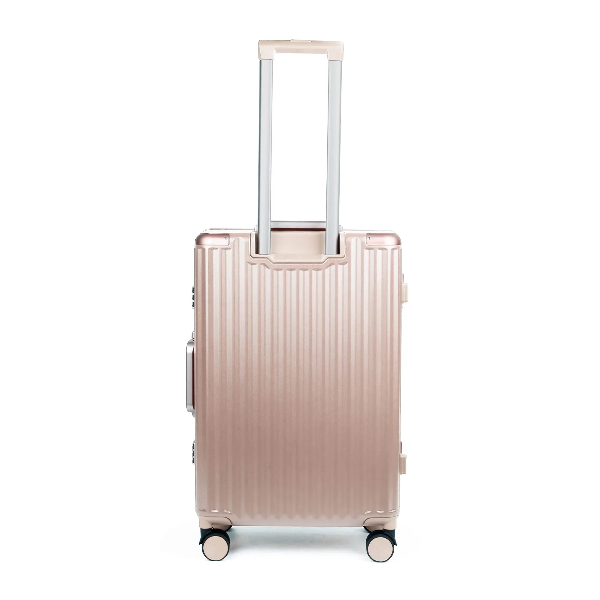 THE CLOWNFISH Combo of 2 Stark Series Luggage Polycarbonate Hard Case Suitcases Eight Wheel Trolley Bags with Double TSA Locks- Blush Pink (Medium 67 cm-26 inch, Small 57 cm-22 inch)