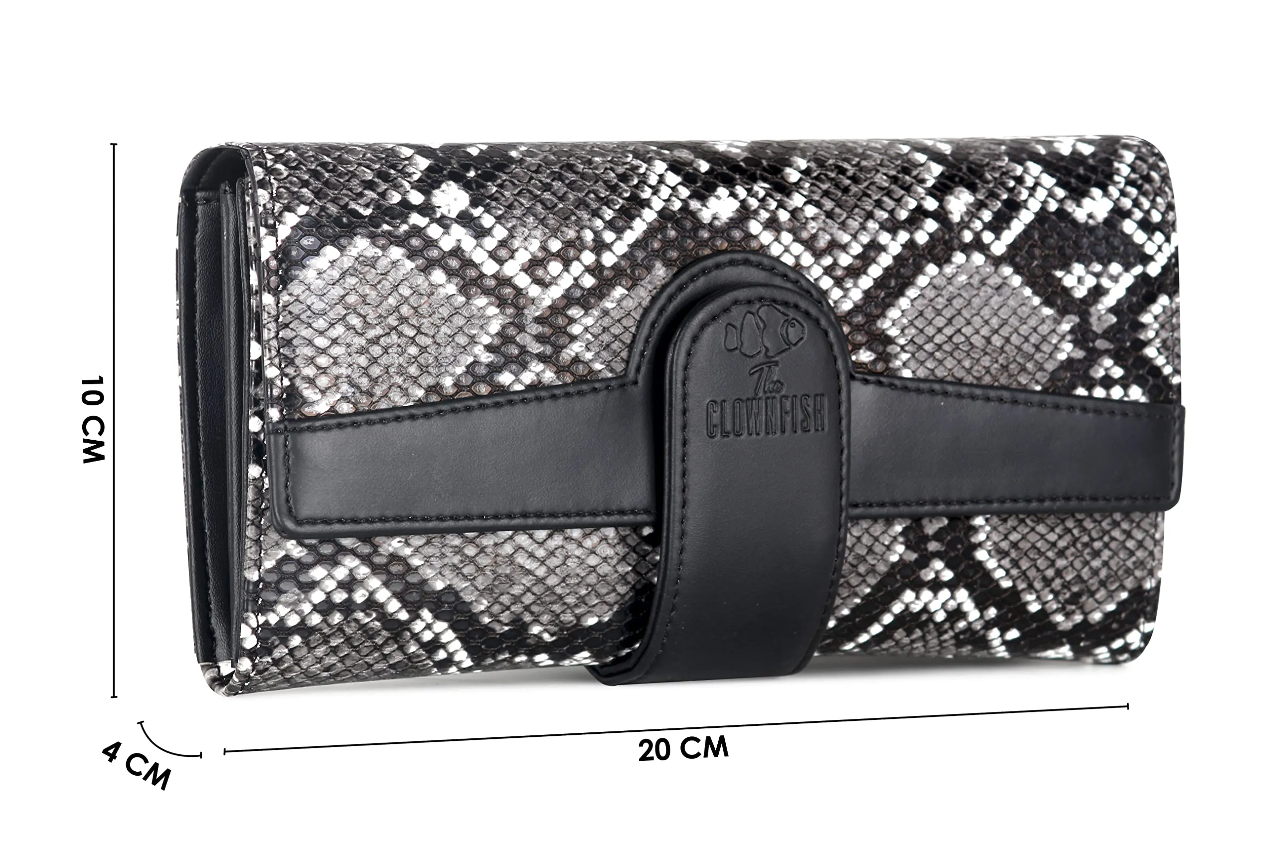 THE CLOWNFISH Coral Womens Wallet Clutch Ladies Purse with Card holders (Black)