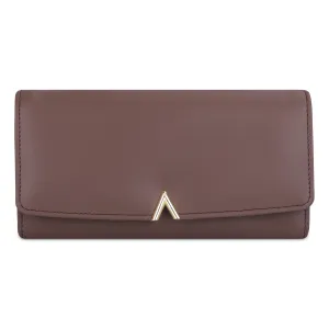 THE CLOWNFISH FashionFinesse Collection Faux Leather Bi-Fold Womens Wallet Clutch Ladies Purse with Multiple Card Slots (Dark Brown)