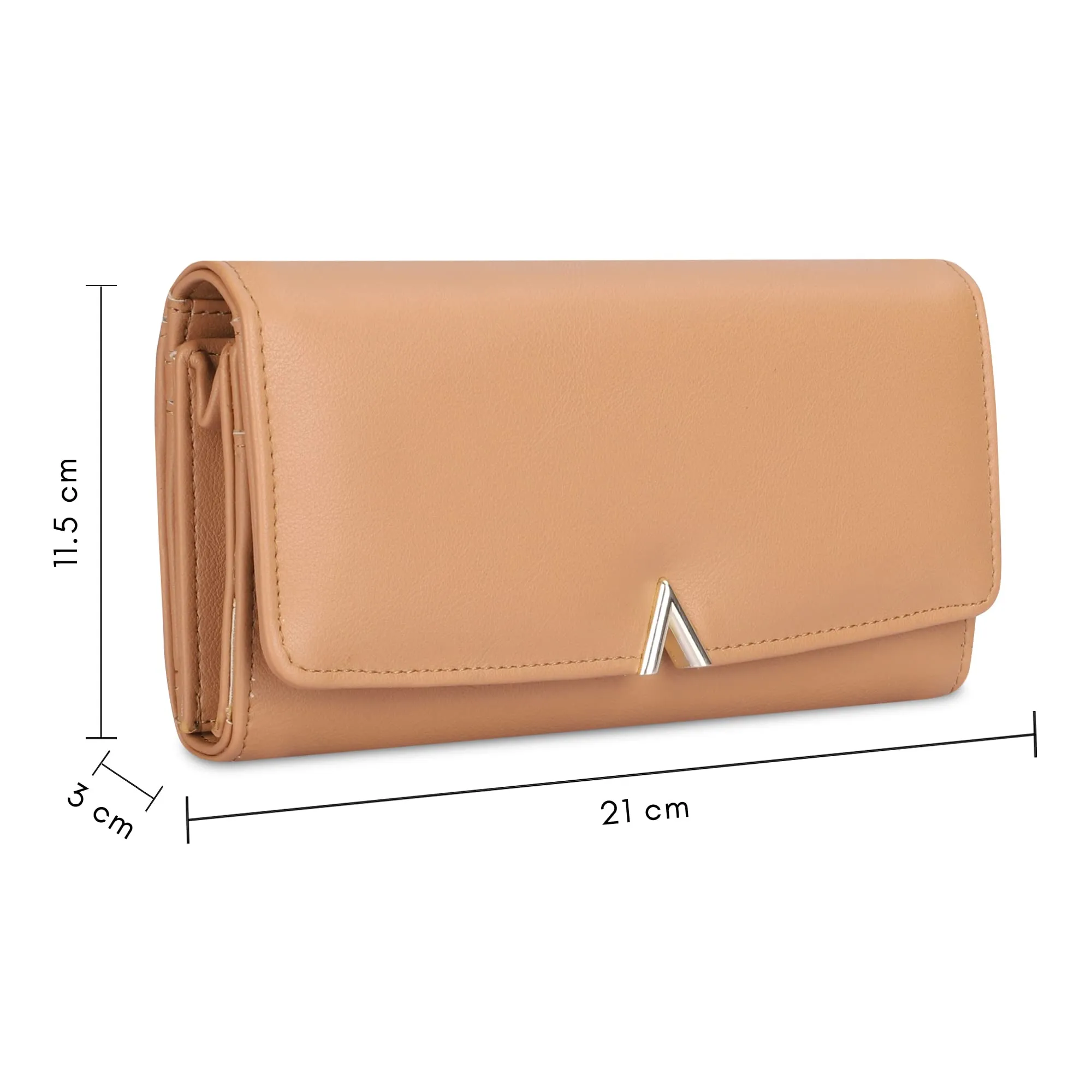 THE CLOWNFISH FashionFinesse Collection Faux Leather Bi-Fold Womens Wallet Clutch Ladies Purse with Multiple Card Slots (Light Brown)