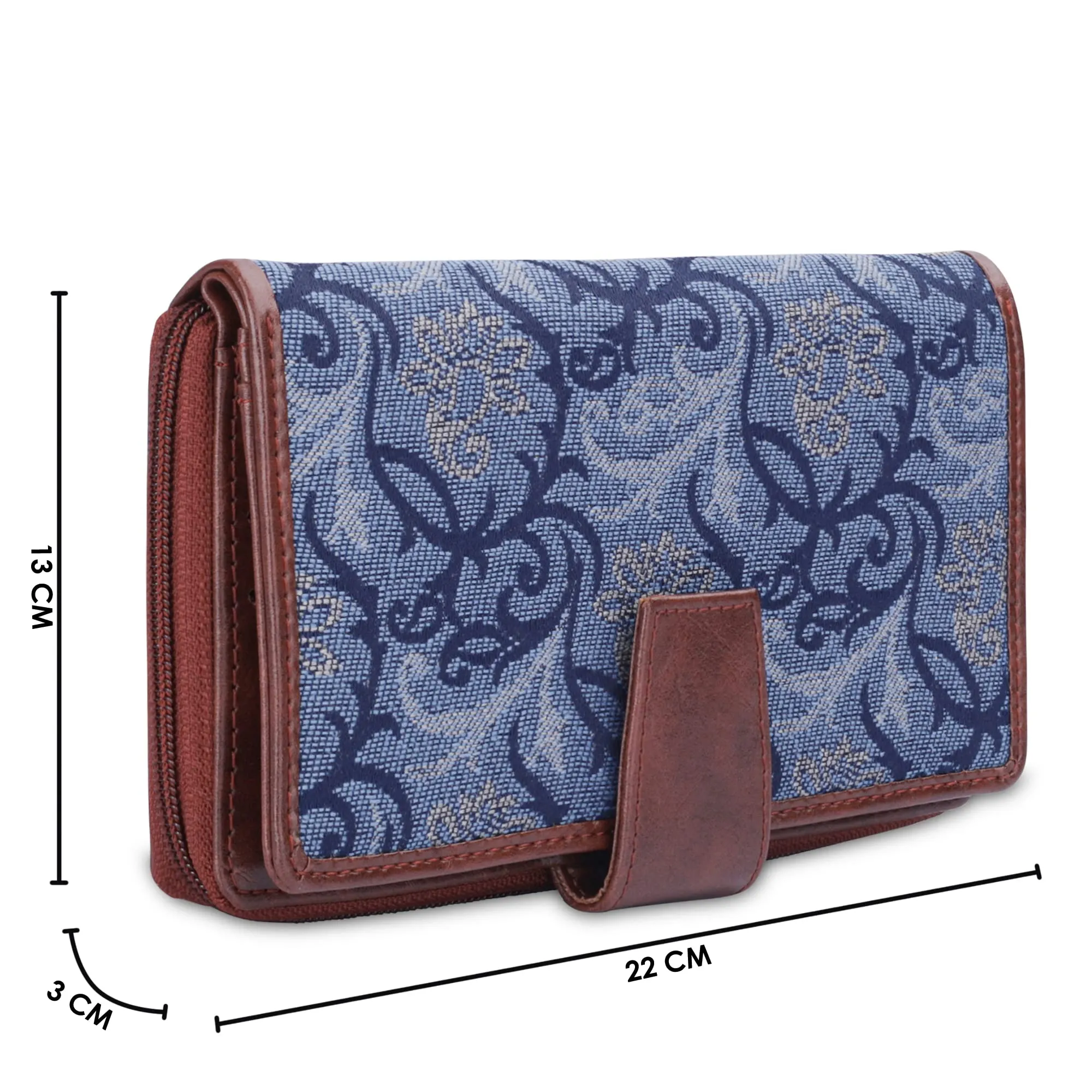 THE CLOWNFISH Filipia Ladies Wallet Womens Wrist Clutch Purse (Blue- Floral)