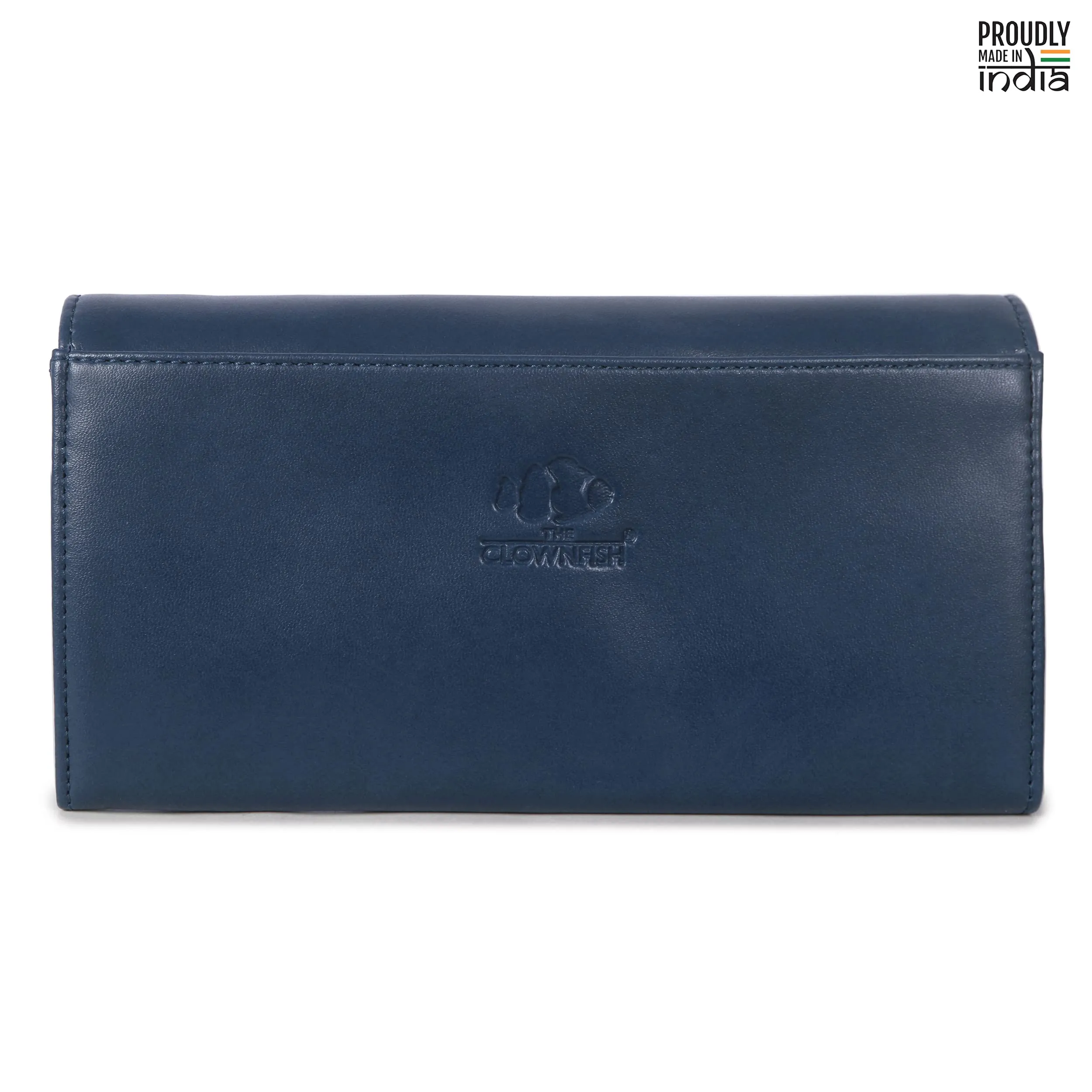 THE CLOWNFISH Gracy Collection Womens Wallet Clutch Ladies Purse with multiple card slots (Navy Blue)