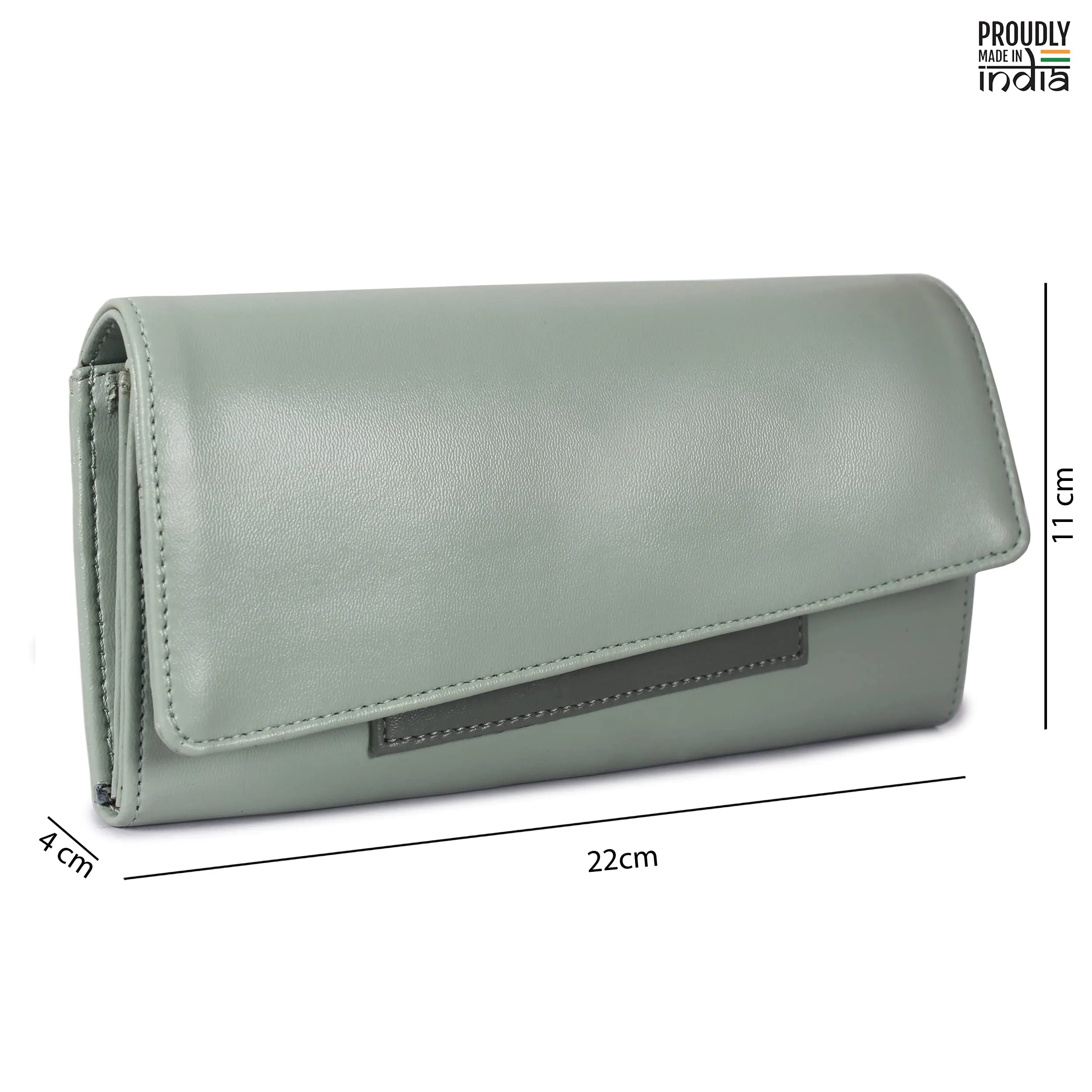 THE CLOWNFISH Gracy Collection Womens Wallet Clutch Ladies Purse with multiple card slots (Pistachio Green)