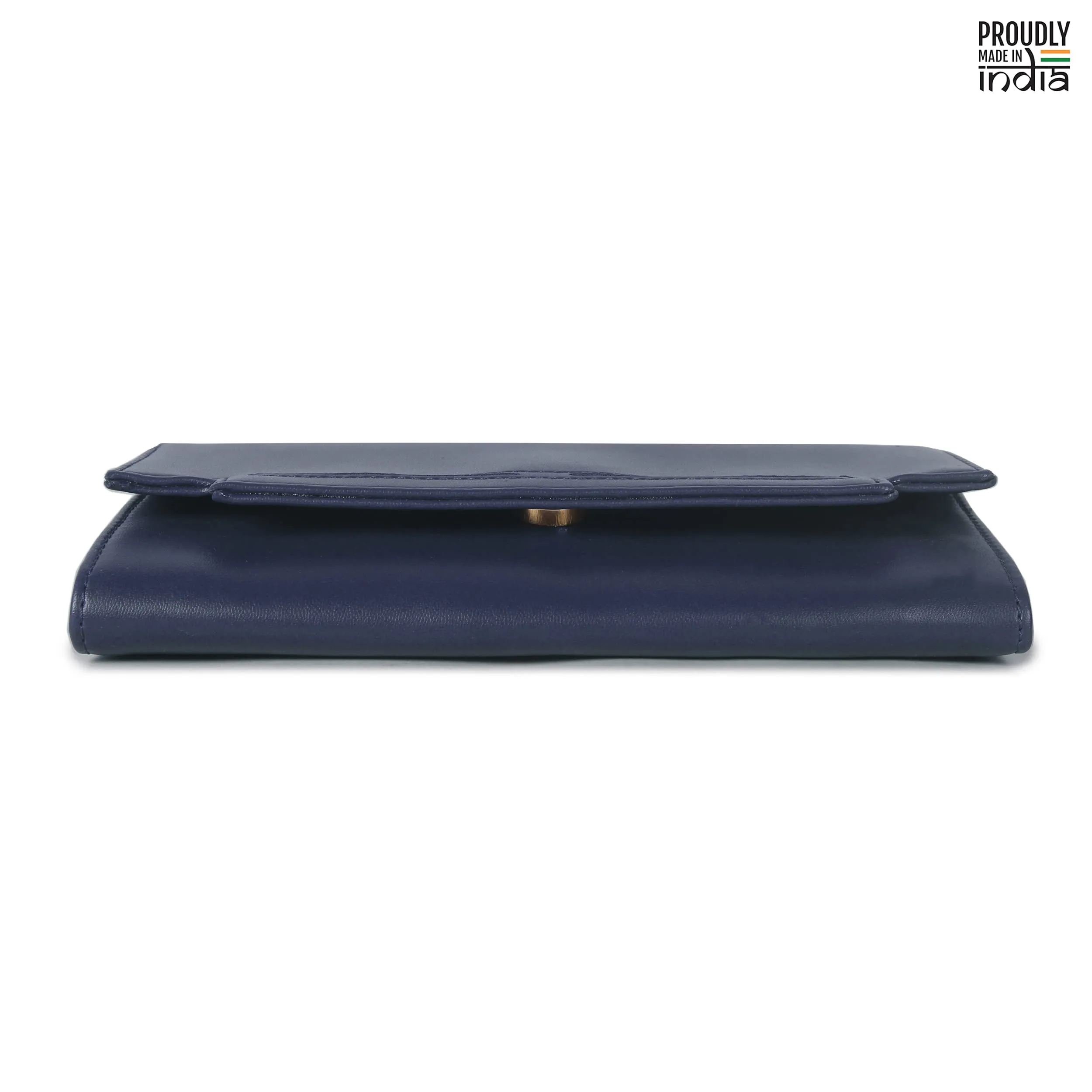 THE CLOWNFISH Laura Collection Womens Wallet Clutch Ladies Purse with multiple card slots (Navy Blue)