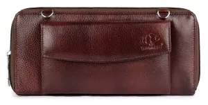 THE CLOWNFISH Parissa Collection Genuine Leather Womens Wallet Clutch Ladies Purse with Multiple Card Slots & ID Card Window (Dark Brown)