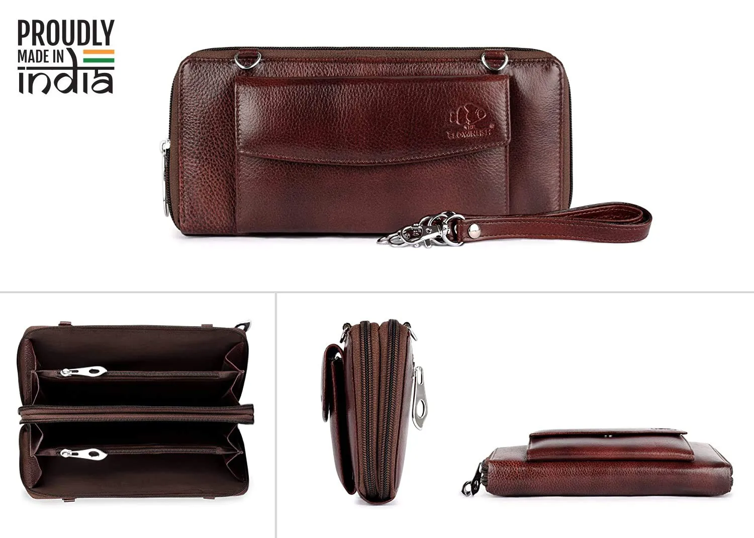 THE CLOWNFISH Parissa Collection Genuine Leather Womens Wallet Clutch Ladies Purse with Multiple Card Slots & ID Card Window (Dark Brown)