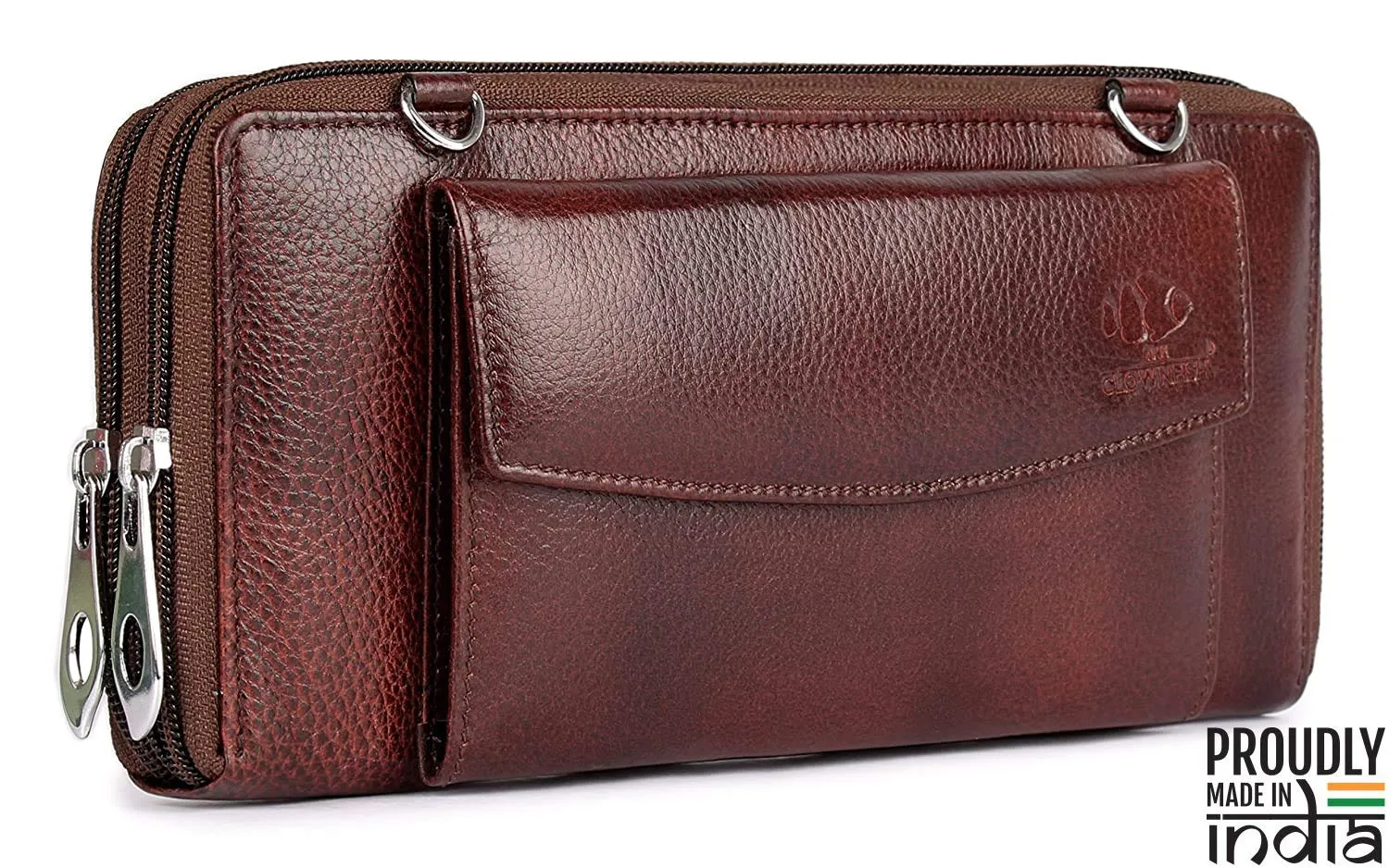 THE CLOWNFISH Parissa Collection Genuine Leather Womens Wallet Clutch Ladies Purse with Multiple Card Slots & ID Card Window (Dark Brown)