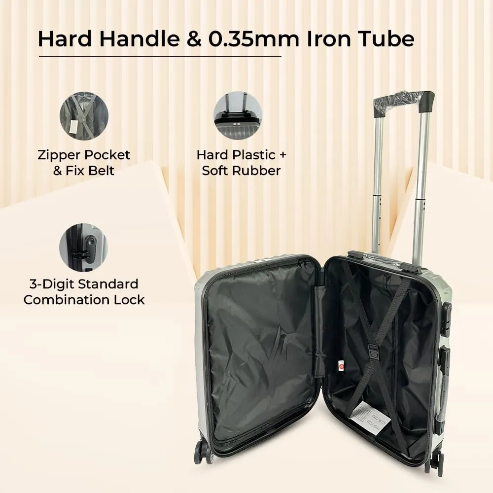 USHA SHRIRAM ABS (Check-in Bag) 24 inch Luggage Bag (65cm) |Trolley Suitcase for Travel | Travel Luggage for Men Women |360 Degree Wheel | Travel Bags for Luggage Trolley Carry On Suitcase (Silver)